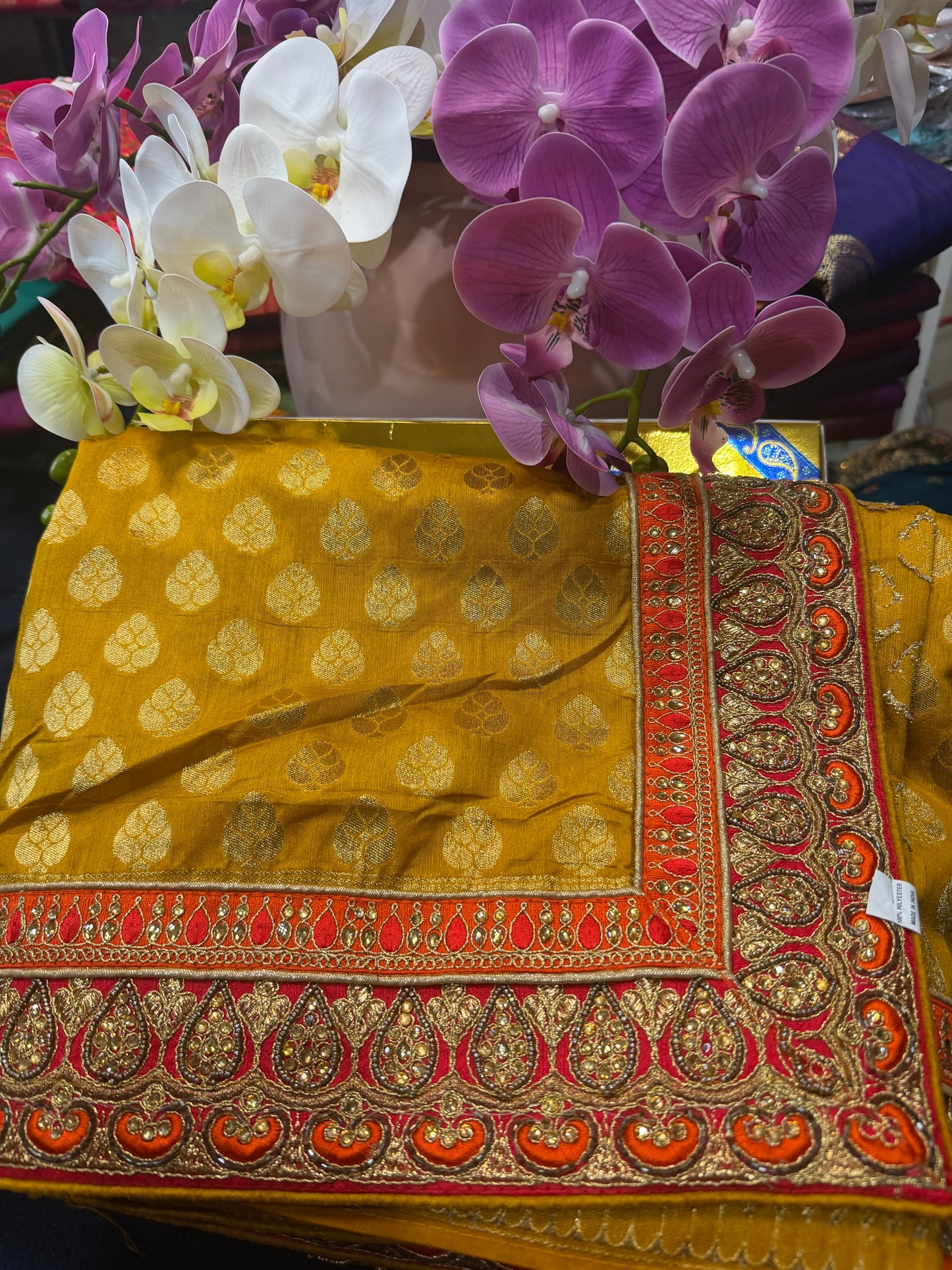 Sari Indian Fancy Party wear Saree Yellow SAR5