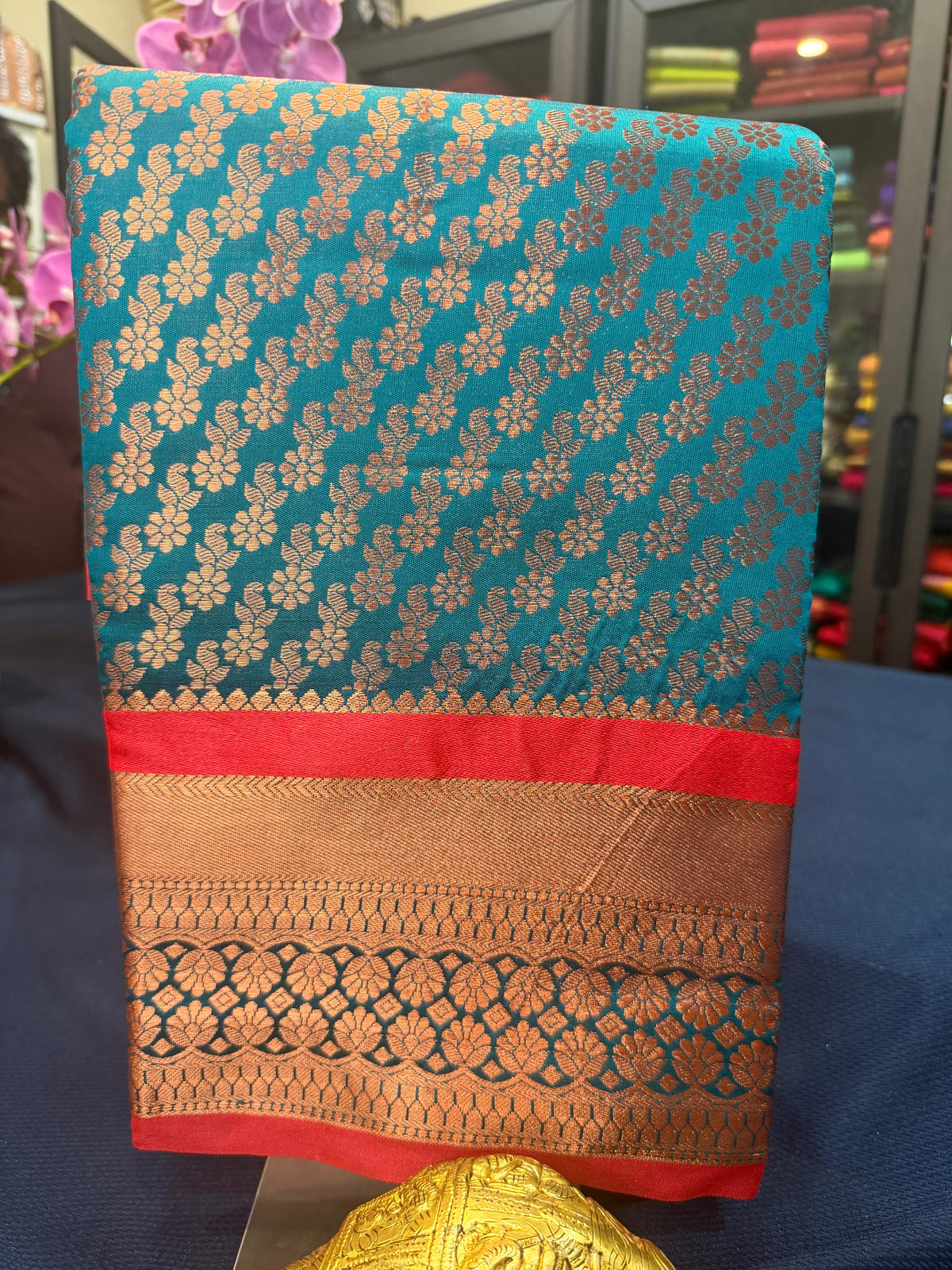 Sari Indian Bollywood Art Silk Greenish Blue Diwali Saree Z13 Col 4
