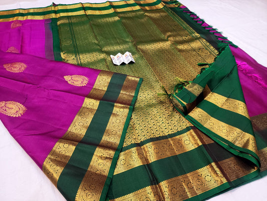 Vintage Kanchipuram Pure Silk Saree Bridal Kanjivaram Sari SPK277