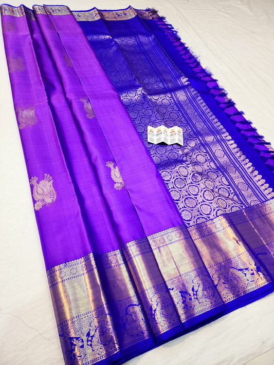 Kanchipuram Pure Silk Saree Bridal Lavender Kanjivaram Sari SPK271
