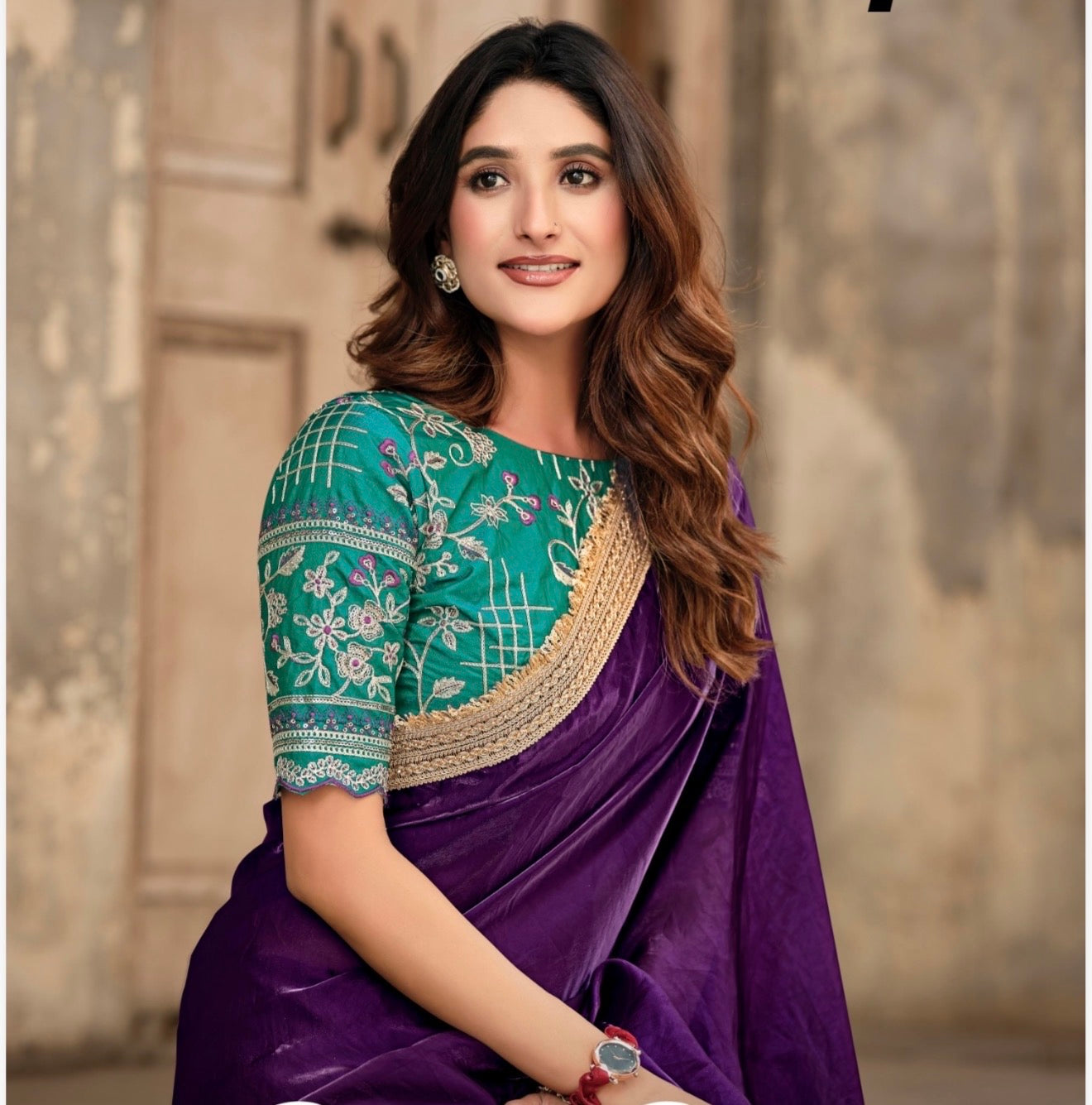 Indian Fancy Party wear Saree Fendi Silk Bollywood Plain Sari S147