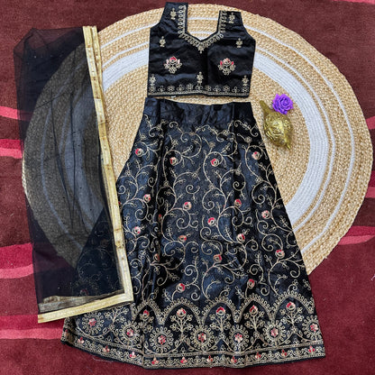 28” Size Age 5 to 6 Green Indian Lehenga Pavadai Sattai Skirt Top Lahenga G81