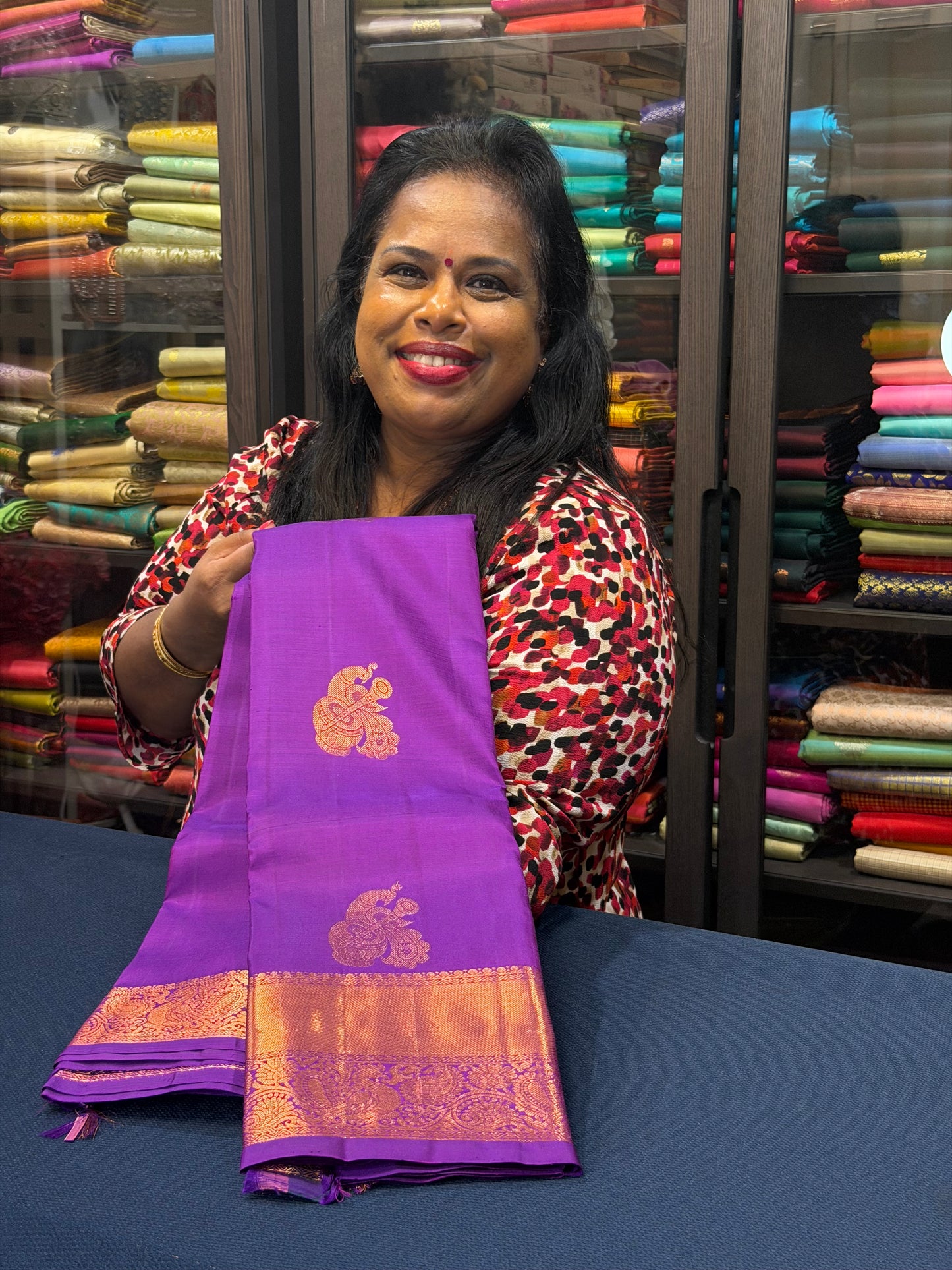 Kanchipuram Pure Silk Saree Purple Kanjivaram Sari SPK220