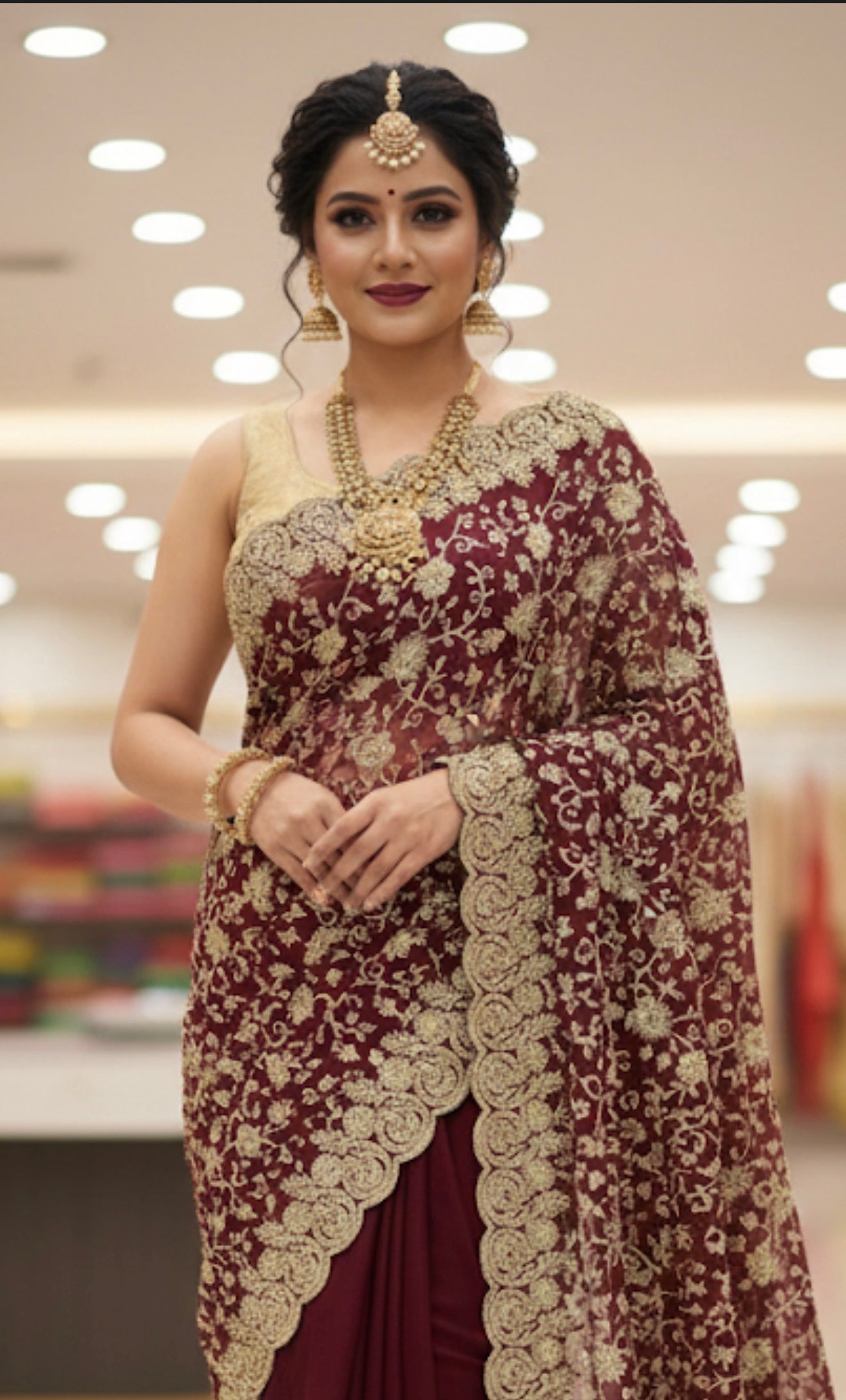 Blue Fancy Party wear Georgette Sari Indian Pearl Saree S44