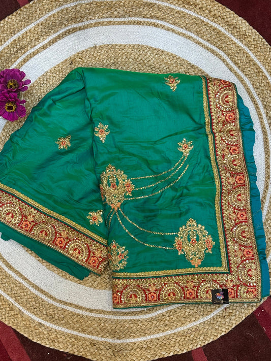 Green  Fancy Party wear Sari Indian Saree S39