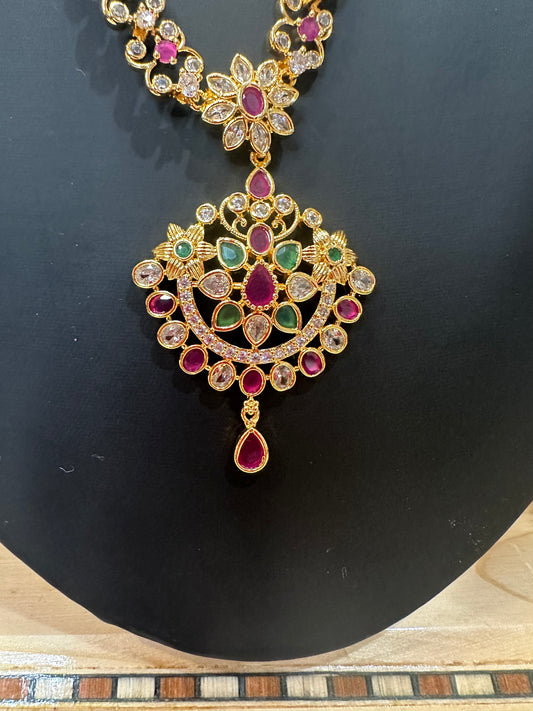 Forming Gold Temple Indian Necklace Multi Addiyal Jewellery N41