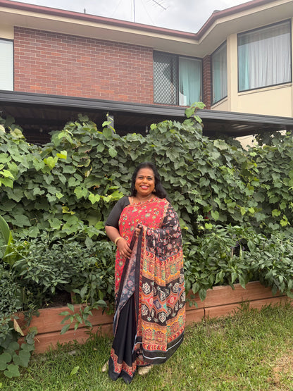 Black Multi Mirror Worked Masakali Sari Indian Fancy Saree C3