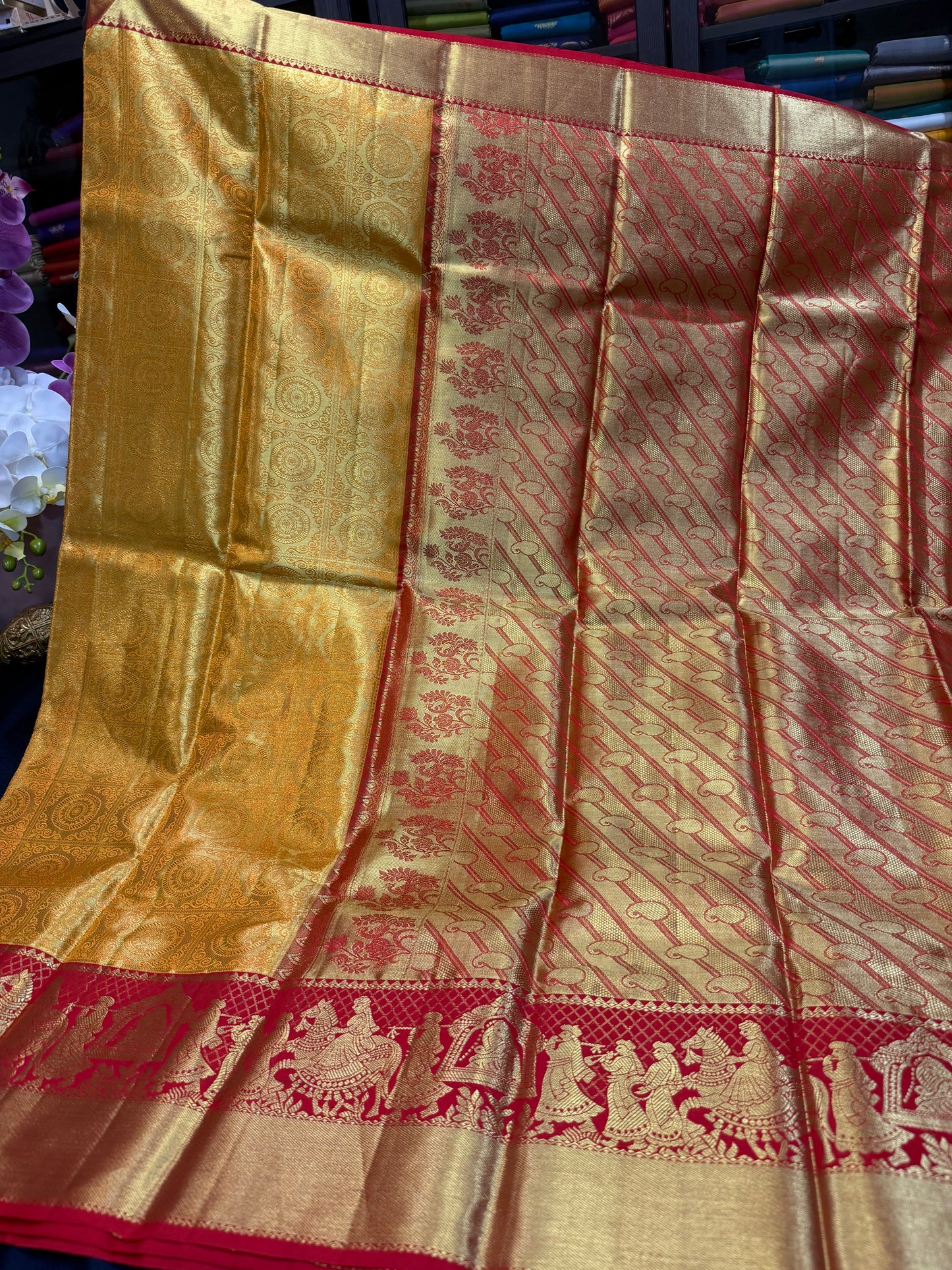 Kanchipuram Pure Silk Saree Indian Kanjivaram Bridal Sari SPK423