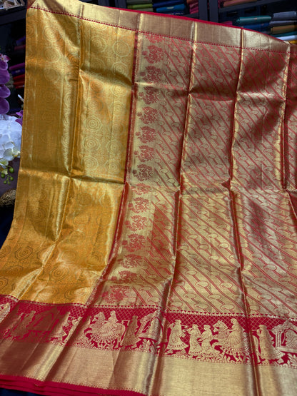 Kanchipuram Pure Silk Saree Indian Kanjivaram Bridal Sari SPK423
