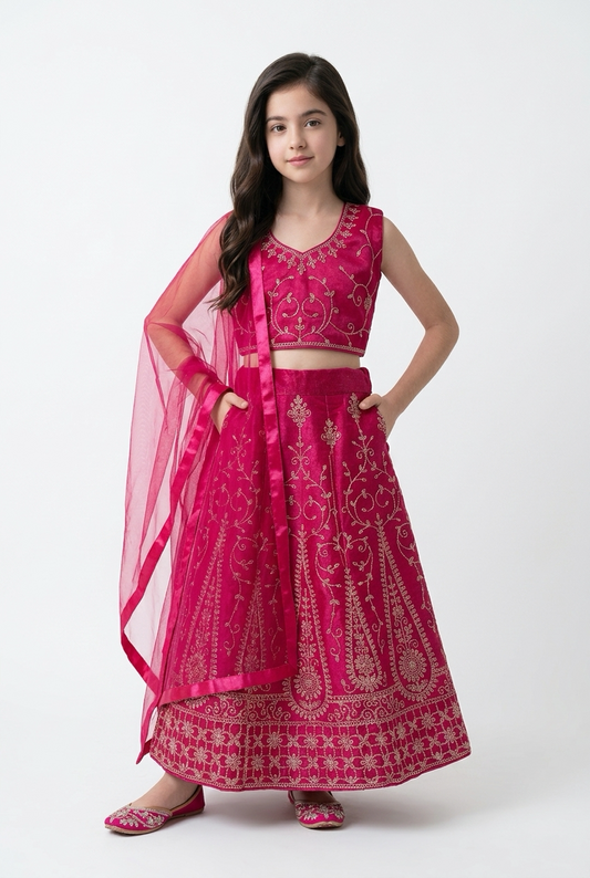 24” Size Age 4 Pink Indian Lehenga Pavadai Sattai Skirt Top G75 Col 1
