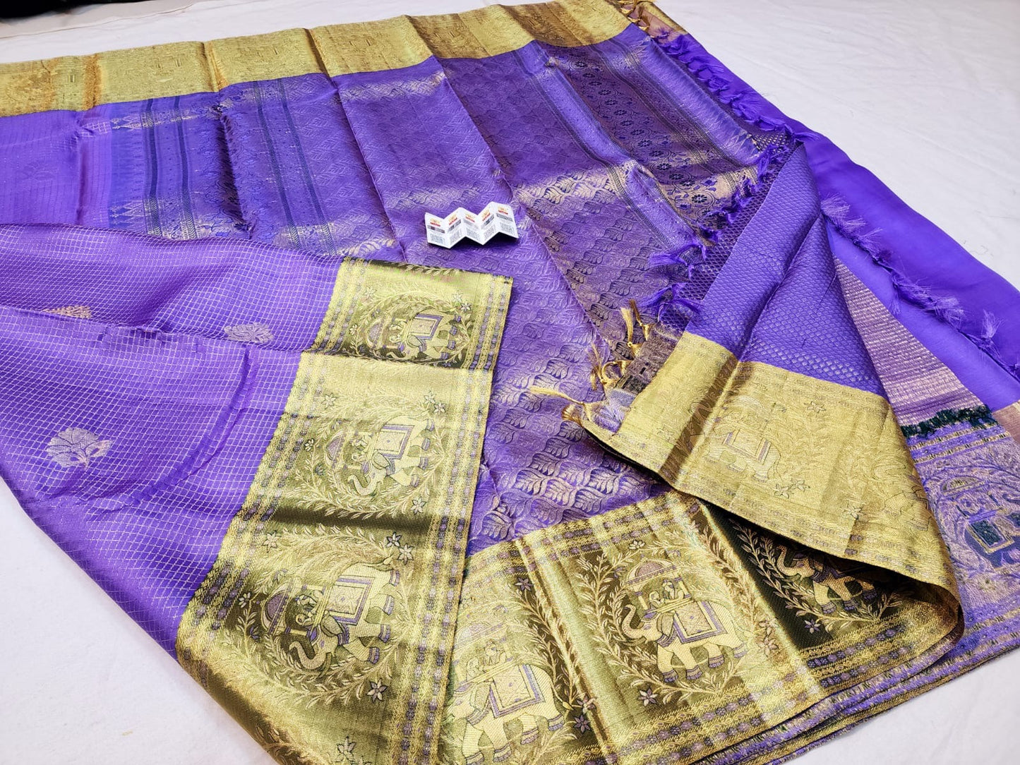 Kanchipuram Pure Silk Saree Bridal Lavender Kanjivaram Sari SPK244