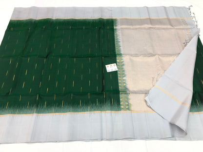 Kanchipuram Pattu Soft Silk Indian Saree Pure Silk Sari Green | SS20