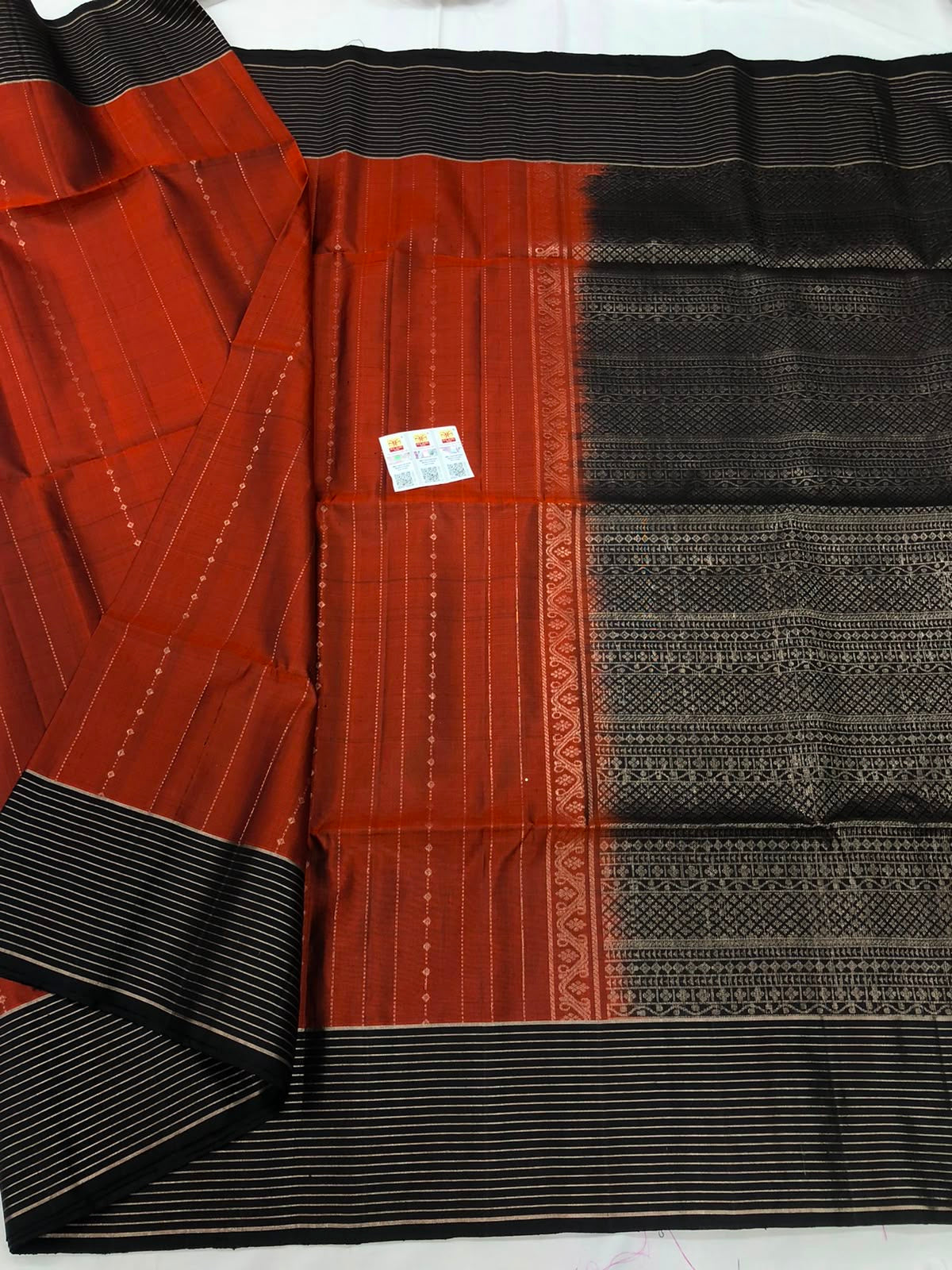 Kanchipuram Pattu Soft Silk Indian Saree Pure Silk Sari Rusty Orange SS31
