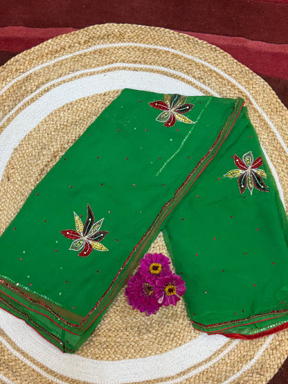 Chiffon Casual soft Sari Indian Fancy Saree Maroon S16