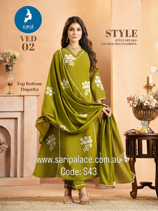 Mustard Yellow Indian Pakistani Anarkali Outfit Salwar Kameez Kurti Suit EID S43