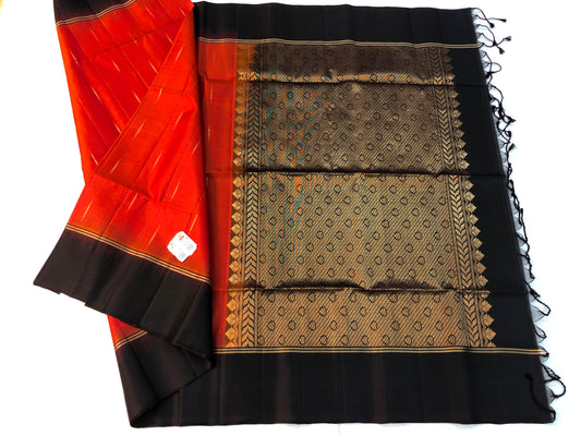 Pattu Soft Silk Indian Saree Pure Silk Sari Red Brown SS46