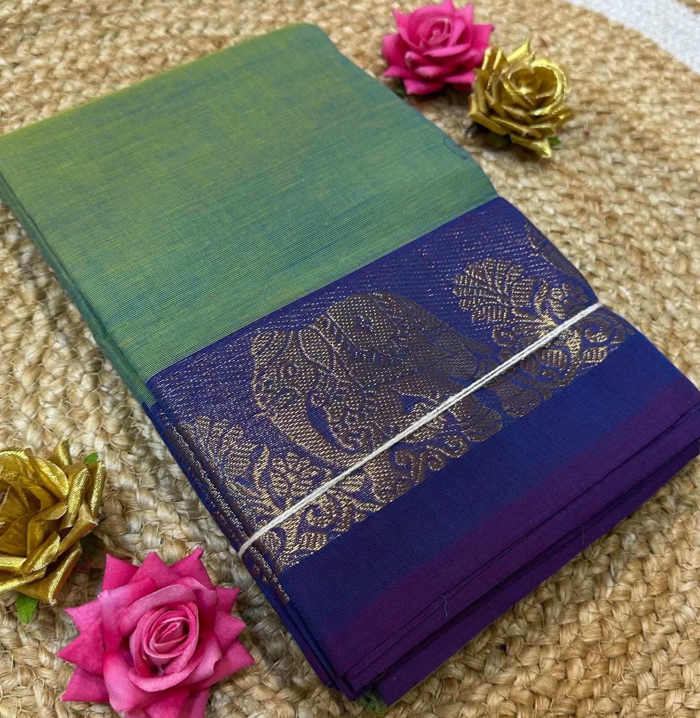 Chettinad Silk Cotton Traditional Kanchi Sari South Indian Saree S142