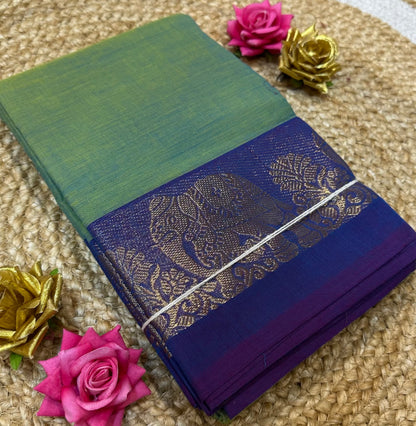 Chettinad Silk Cotton Traditional Kanchi Sari South Indian Saree S142