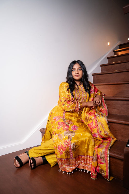 Pink Floral Indian Pakistani Outfit Salwar Kameez Kurti Suit EID SS41