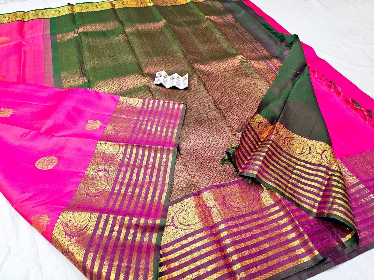 Kanchipuram Pure Silk Saree Bridal Pink Kanjivaram Sari SPK286