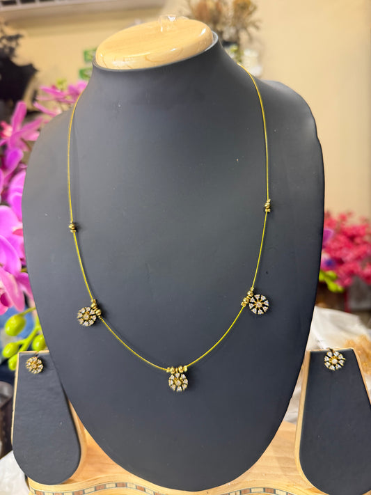 Indian Brass Necklace & Earrings Jewellery Set N59