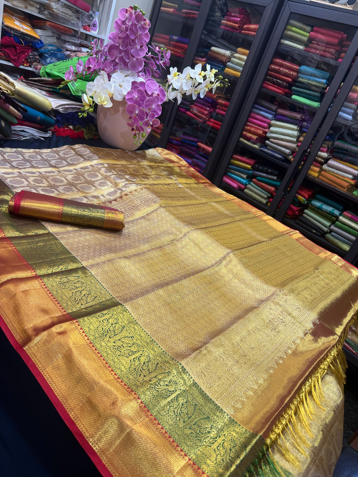 Bridal Tissue Kanchipuram Pure Silk Saree Kanjivaram Sari SPK469