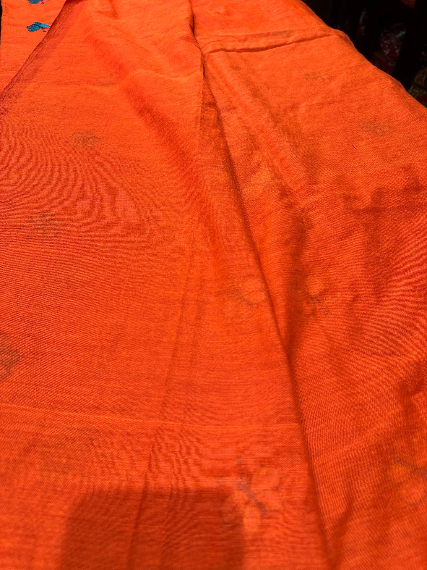 Khadi Soft Cotton Linen Sari Indian Saree Rusty Orange S76