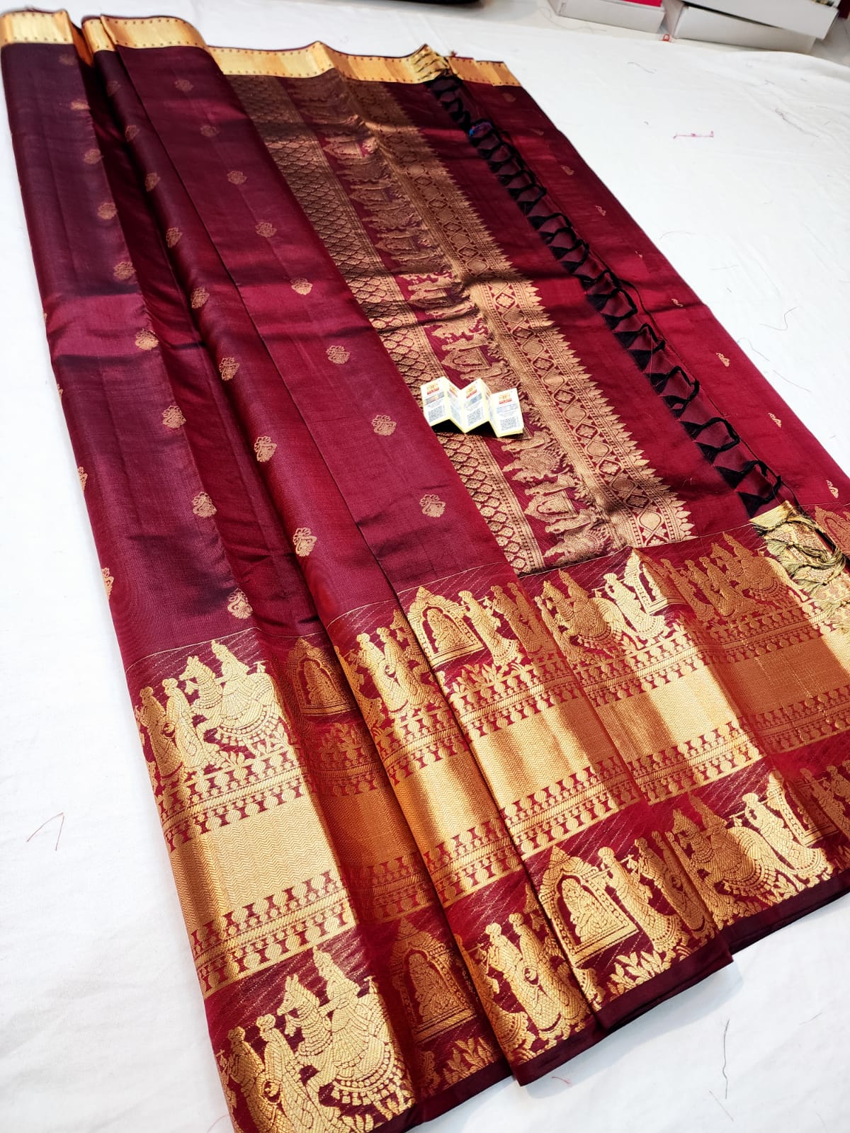 Kanchipuram Pure Silk Saree Maroon Kanjivaram Sari| SPK078