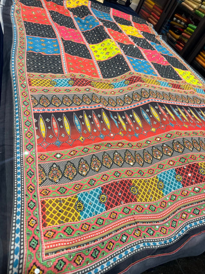 Multi coloured Mirror Worked Masakali Sari Indian Fancy Saree C3