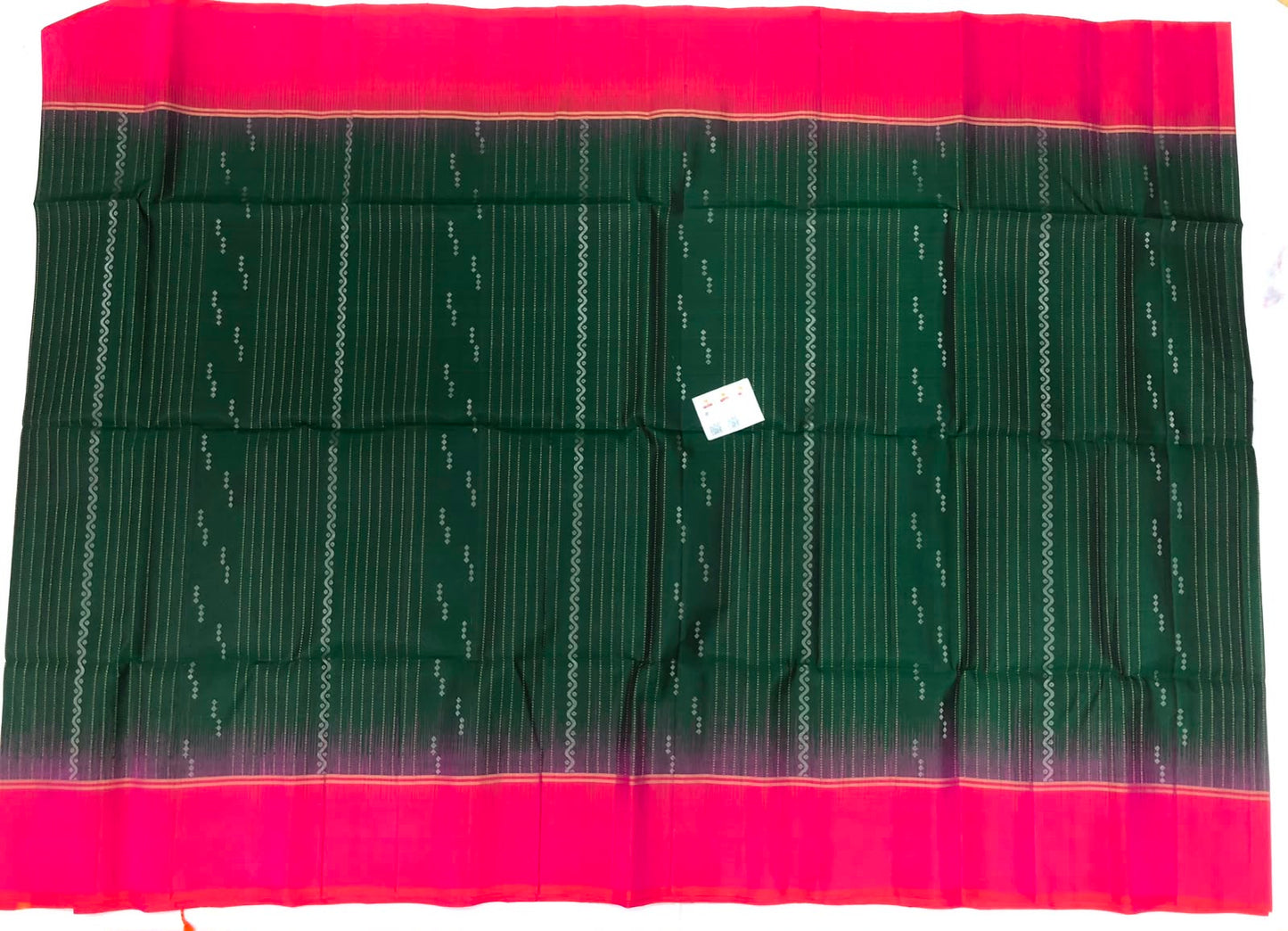 Pattu Soft Silk Indian Saree Pure Silk Sari Green Orangish Pink SS45