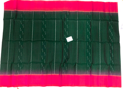 Pattu Soft Silk Indian Saree Pure Silk Sari Green Orangish Pink SS45