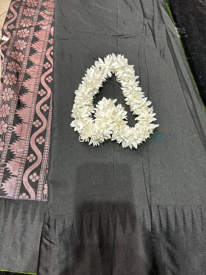 Kalyani Silk Cotton Sari Indian Saree Green & Black S49