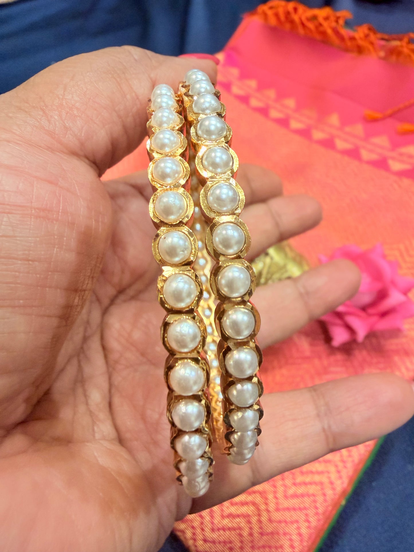 Impon Indian Jewellery Pearl Bangles bracelets Churra B7
