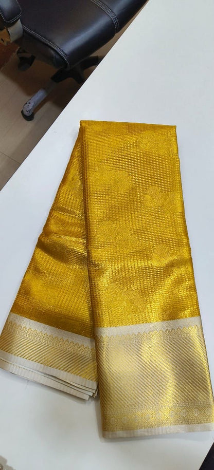 Gold Indian Fancy Party wear Saree Silk Bollywood Sari C33