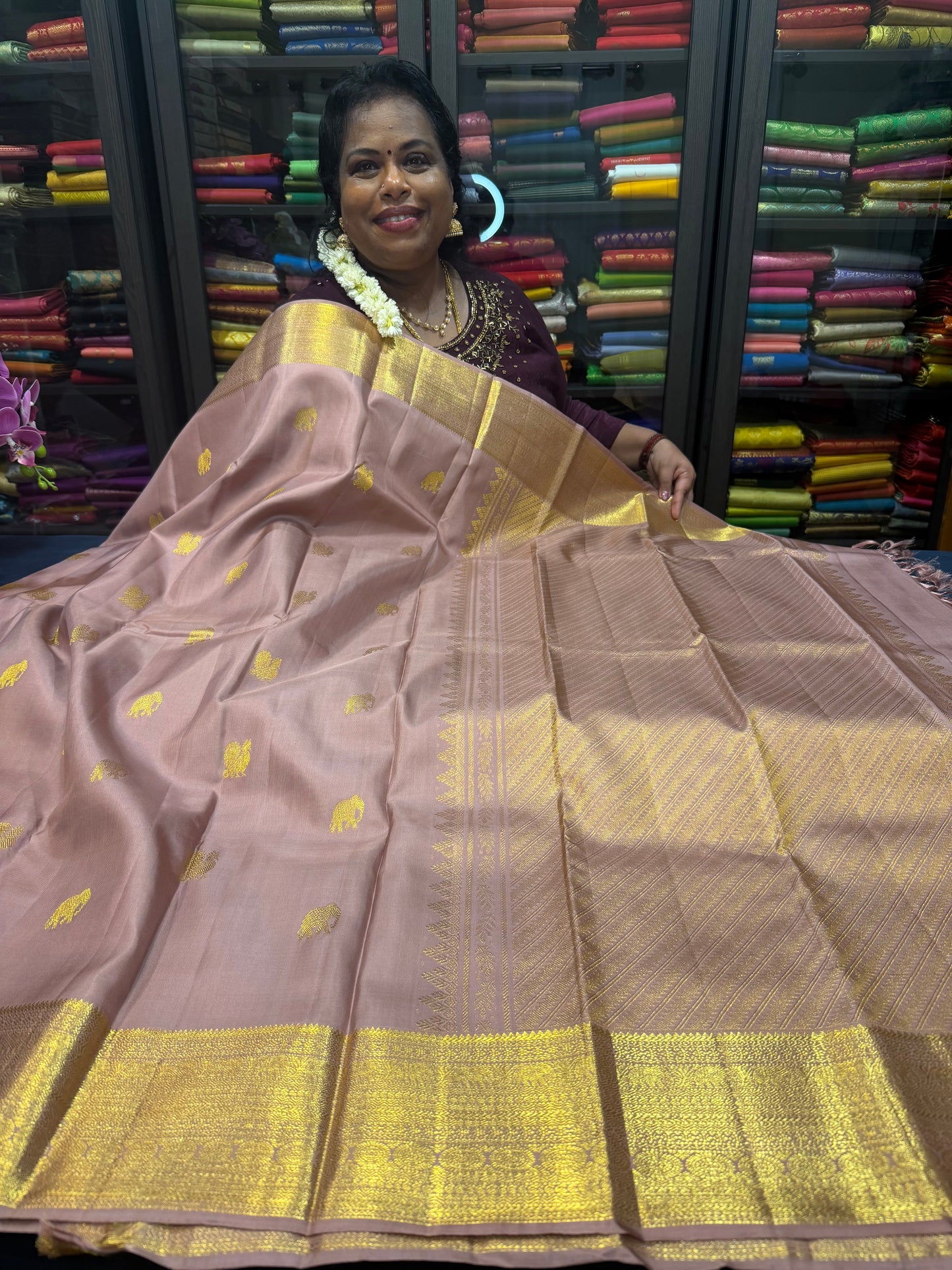 Vintage Kanchipuram Pure Silk Saree Bridal Kanjivaram Sari SPK321
