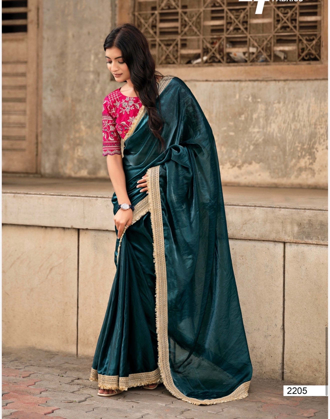 Indian Fancy Party wear Saree Fendi Silk Bollywood Plain Sari S147