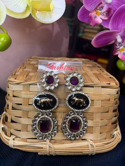 Purple Indian Sabyasachi Inspired Earrings Stylish Indian Jewellery E12