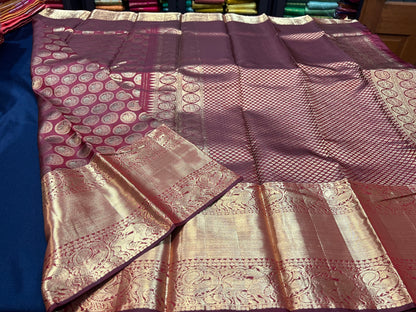 Kanchipuram Pure Silk Saree Maroon Kanjivaram Sari| SPK114
