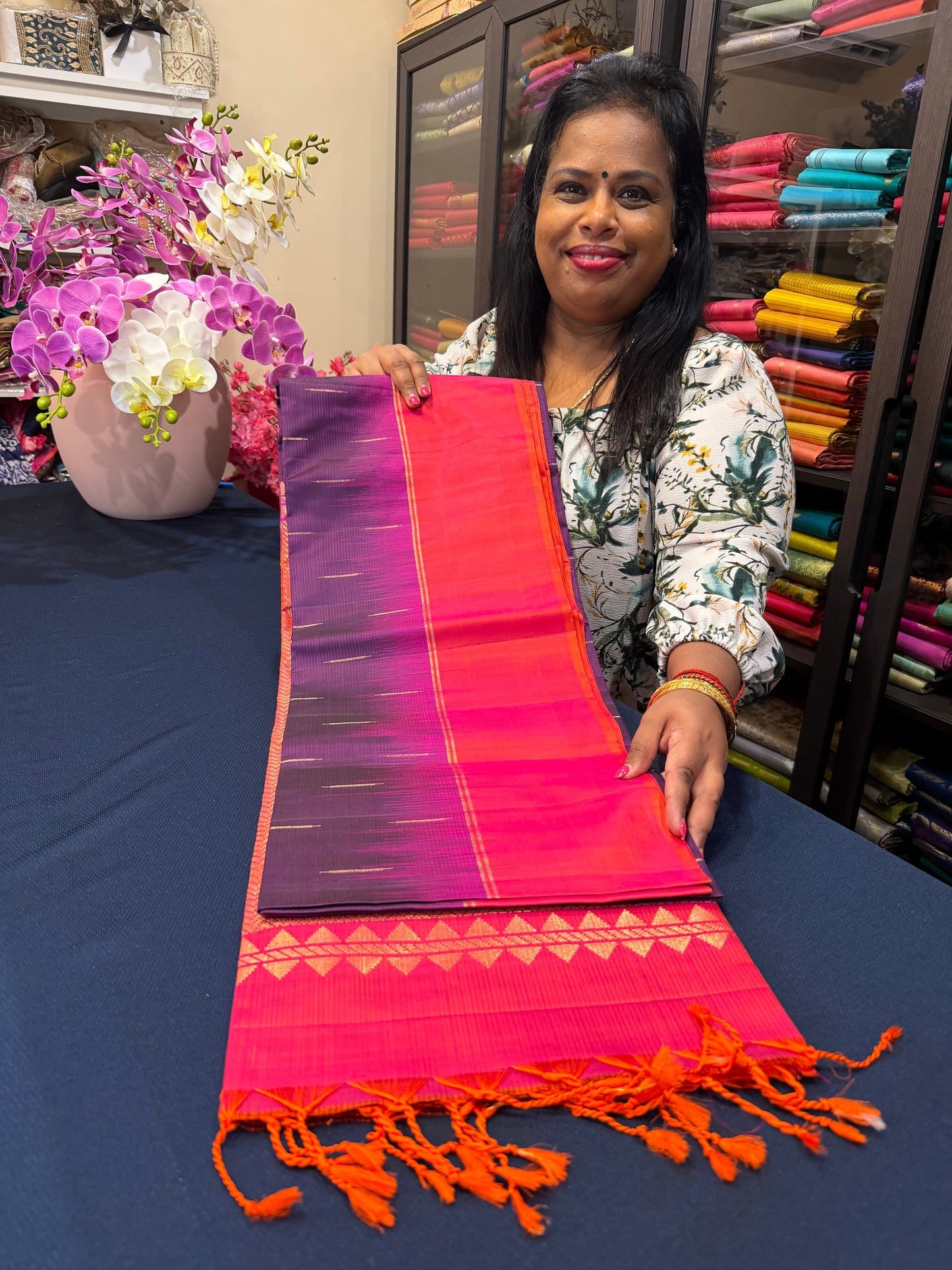 Kanchipuram Soft Silk Sari Purple & Pink Colour | SS2