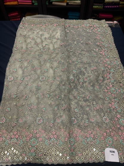 Pastel Green Fancy Party wear Net Sari Indian Saree S81