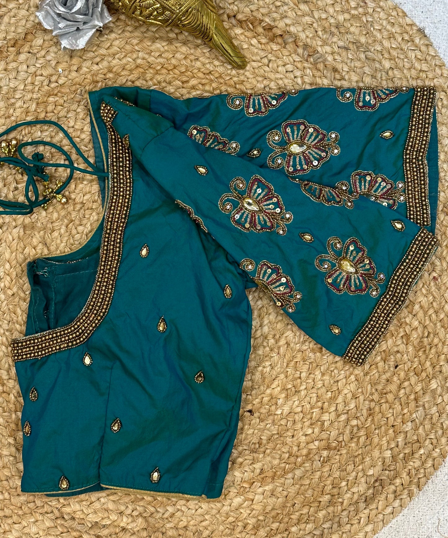 36” Small size Aari Sari Blouse Indian Saree Top Silk B140