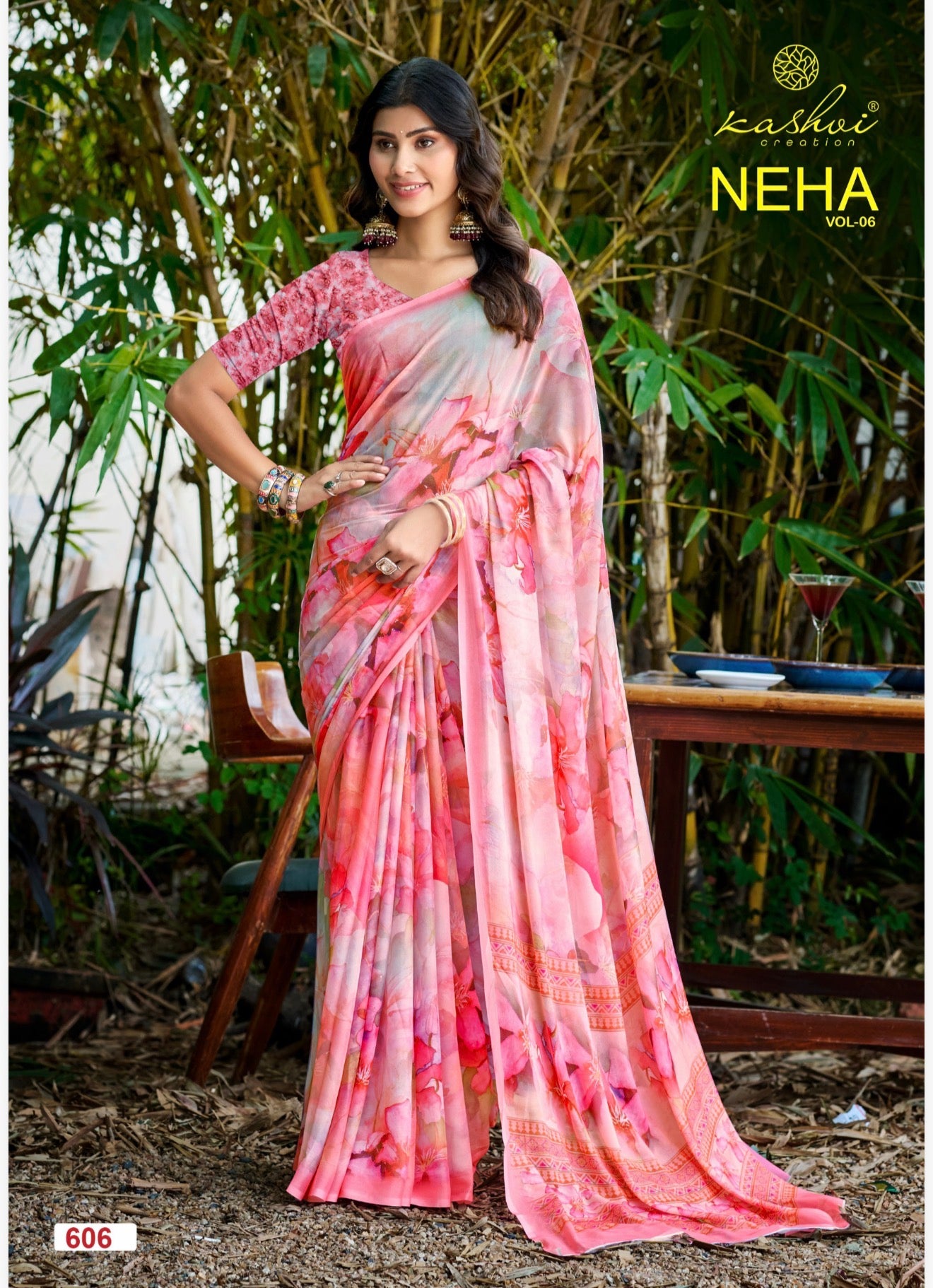 Sari Indian Bollywood Designer Linen casual wear Floral Saree Z8 Col 6