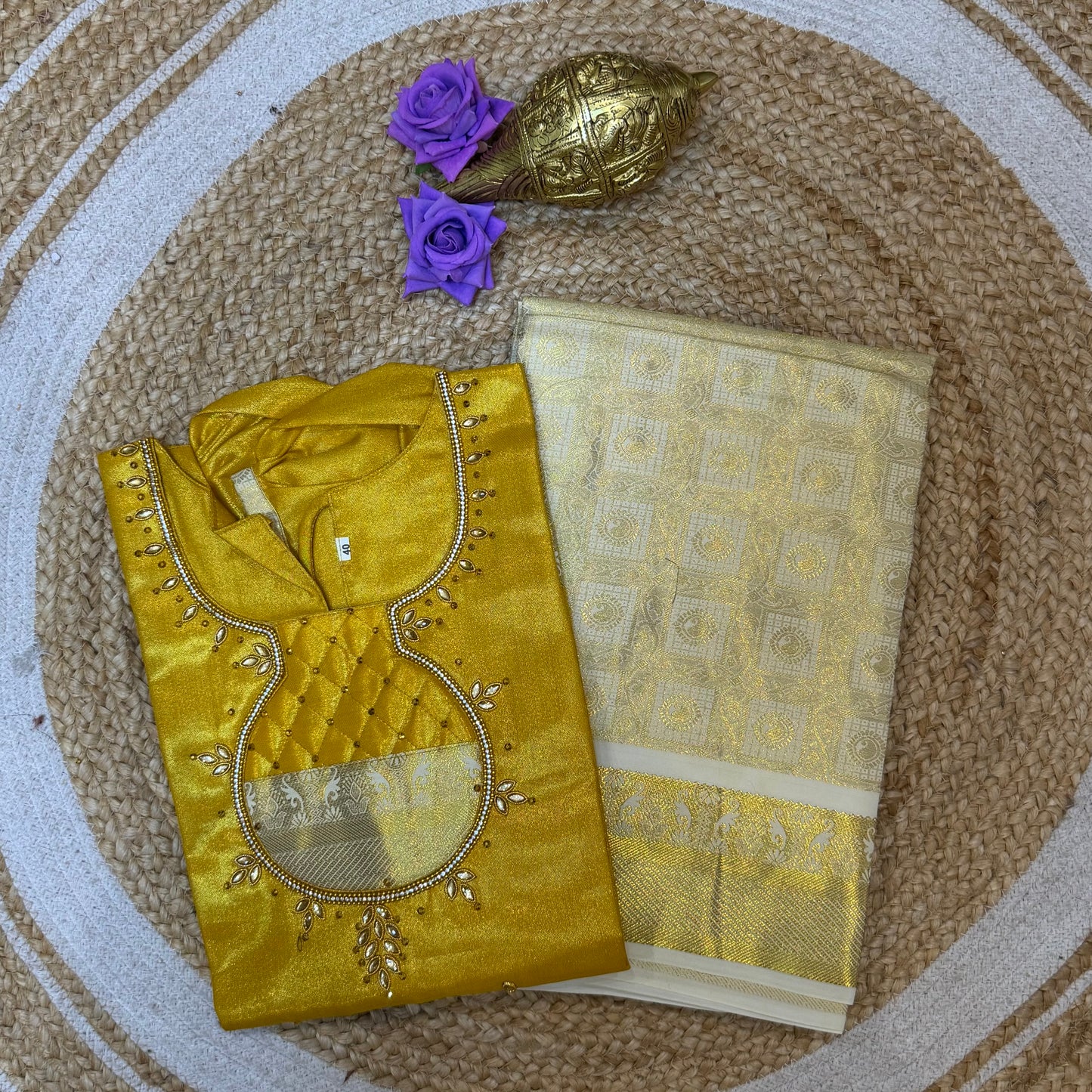36” Size 10 Indian Lehenga Pattu Pavadai Sattai Skirt Top G10