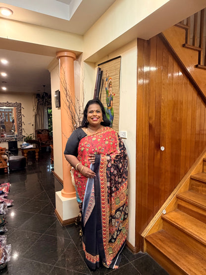 Black Multi Mirror Worked Masakali Sari Indian Fancy Saree C3