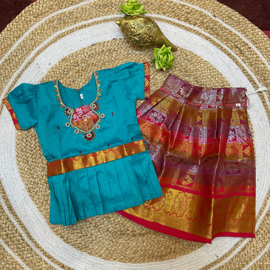 Indian Lehenga Pattu Pavadai Sattai Skirt Top G32