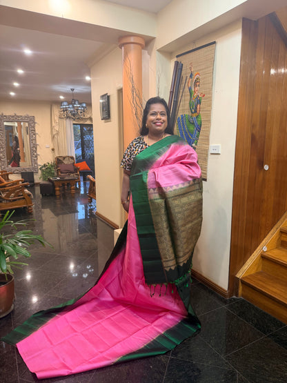Kanchipuram Pattu Soft Silk Saree Pure Silk Bridal Sari Pink | SS8
