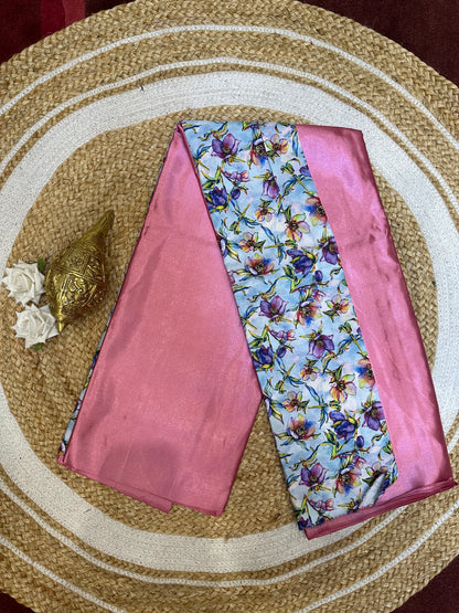 Fancy Party wear Satin Sari Indian Casual Pink Saree S101