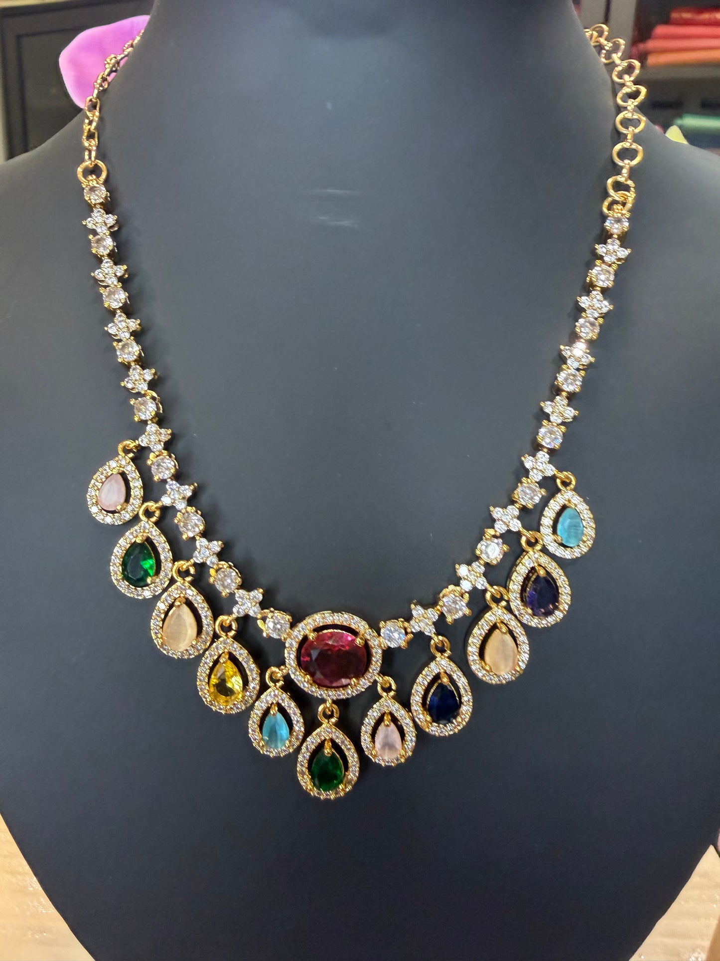 Premium Quality Indian Necklace & Earrings set Jewellery Set Multi colour N103