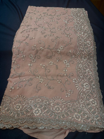 Sari Indian Bollywood Designer Party wear Peachy Pink Saree Z12 Col 3