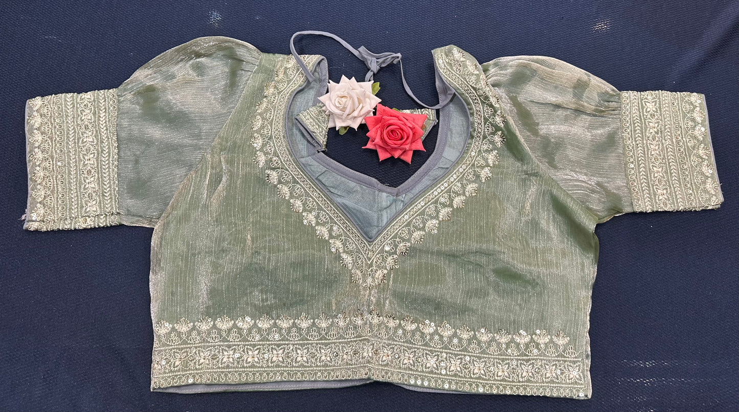 Navy Blue Sari Blouse Indian Saree Top Worked Choli B425